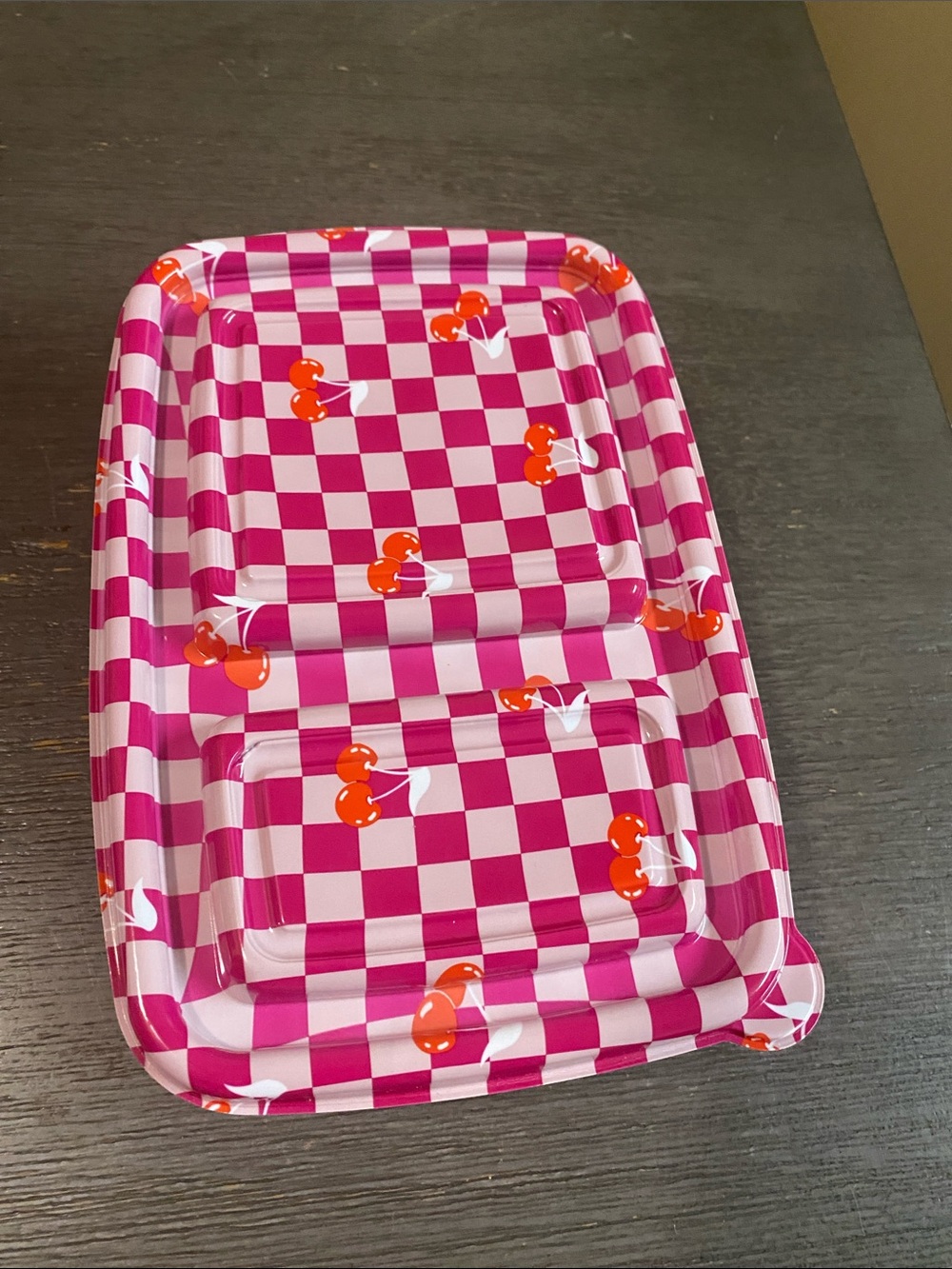 Pink Checkered Cherry 2 pack Reusable Containers